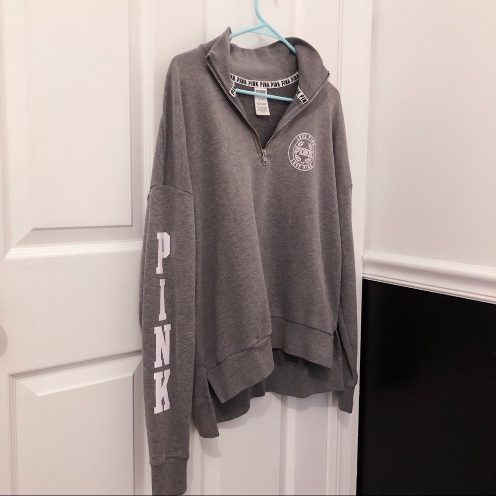PINK Victoria’s Secret Quarter-Zip Logo Hoodie